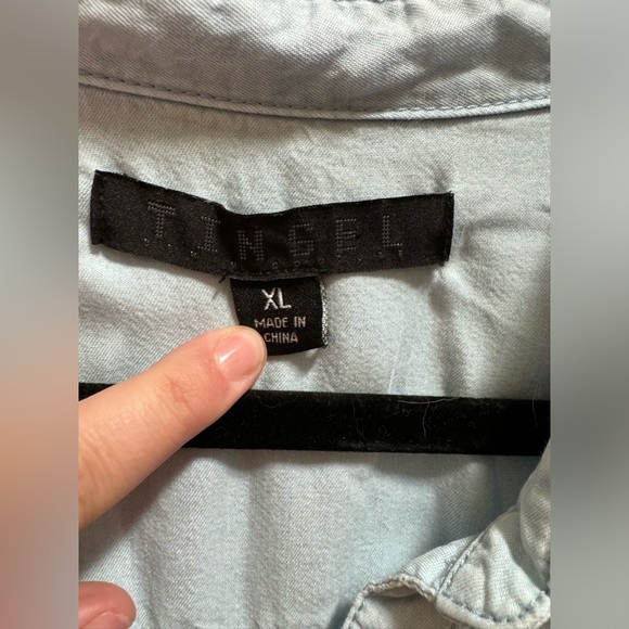 Tinsel long sleeved light blue button up top - Picture 3 of 8